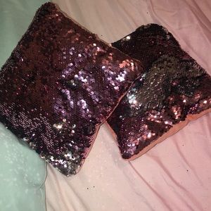 Sequin pillows pink